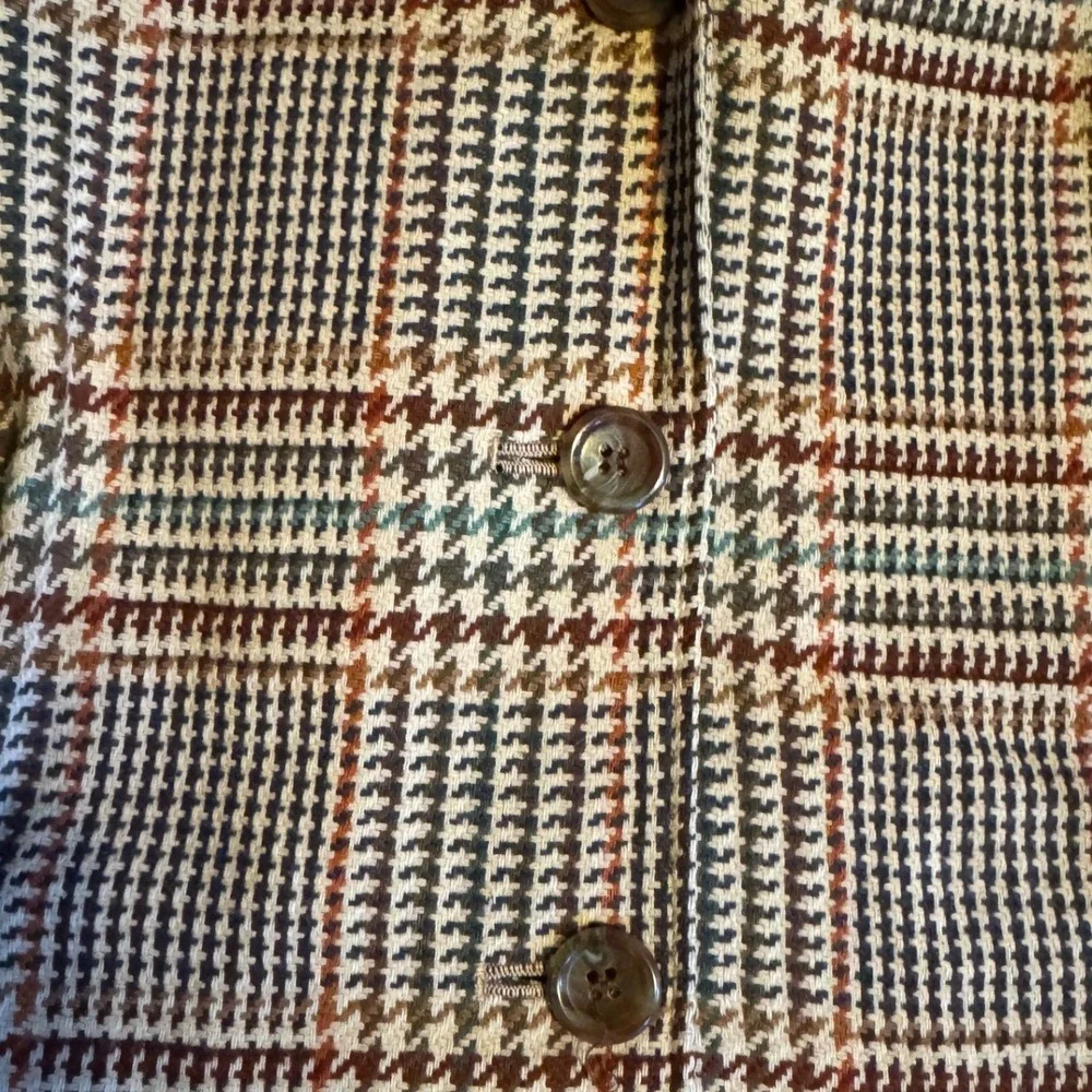 Pendleton‎ Women Houndstooth Brown Short Jacket 3 buttons 100% Virgin Wool